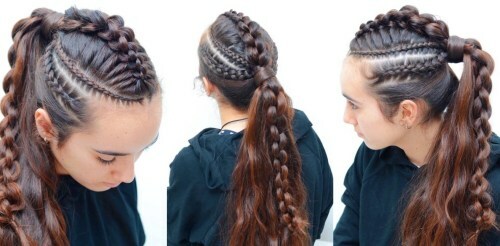 برنامج تعليمي فايكنغ موهوك جديلة من 8 خطوات للفتيات ذوات الشعر الطويل
