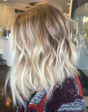 Blonde Lob with Beach Waves