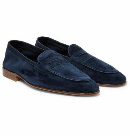 Polperro Leather Trimmed Suede Penny Loafers