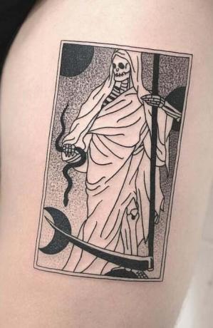 Minimalistické tetovanie Grim Reaper