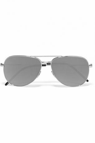 Slnečné okuliare Saint Laurent Aviator Style Silver Tone Mirrored