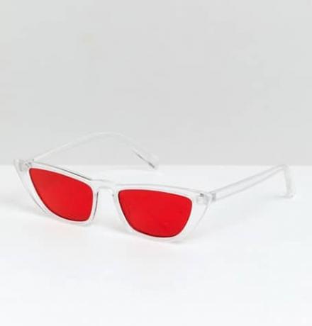 Ojo de gato en ángulo transparente con lente roja y lente roja de Asos Design