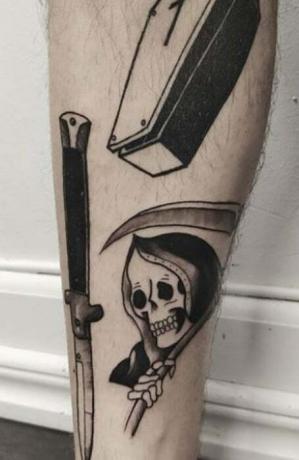Patchworkové tetovanie Grim Reaper