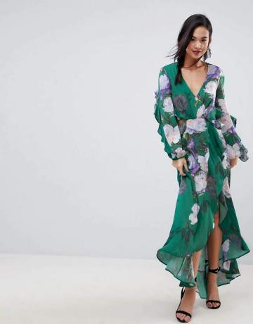 Asos Floral Print Ruffle Maxi Φόρεμα