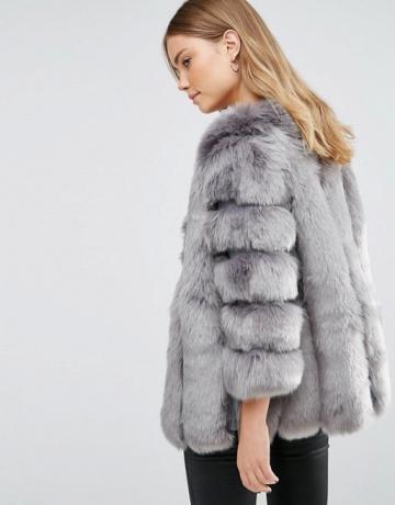 Jayley Luxus Stripe Faux Fur Jacket