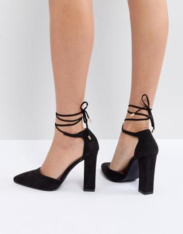 Raid Pamela - Chaussures noires à talons carrés avec lien à la cheville