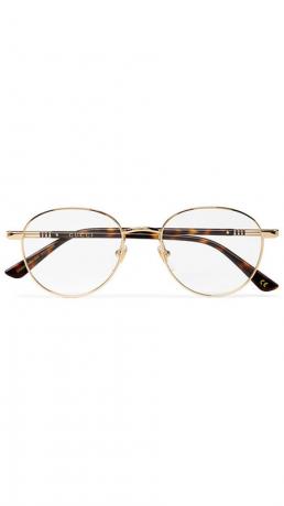 Gafas ópticas Gucci de acetato con montura redonda en tono dorado y concha de tortuga