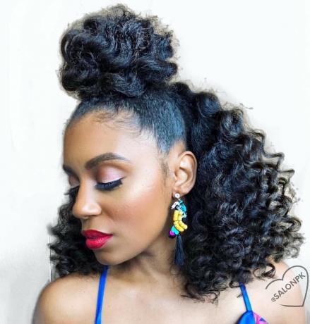 Polovičný drdol pre prírodné afroamerické vlasy