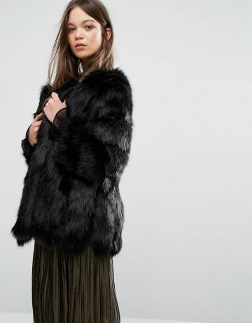 Jayley Luxus Stripe Faux Fur Jacket