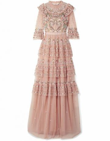 Needle & Thread Paradise Ruffled Embroidered Tulle Gown