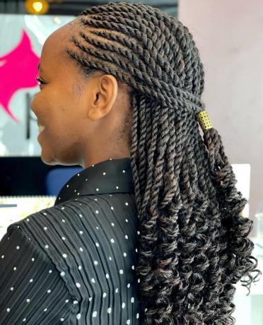 Twisted Cornrows in Curly Twists