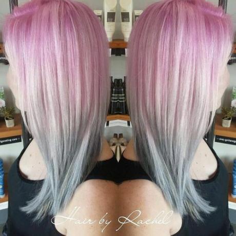 rambut ombre pink pastel ke abu-abu