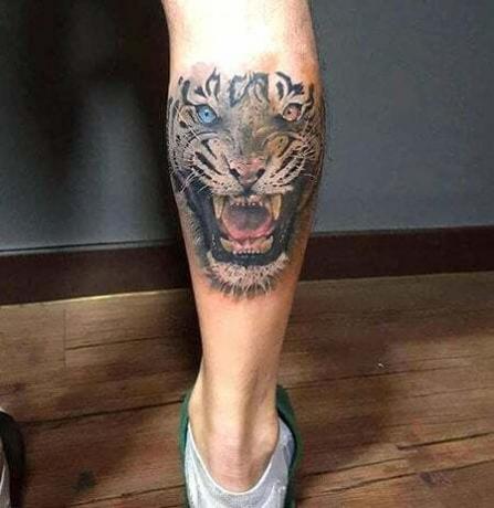 Tetovanie na tigrované lýtko 2