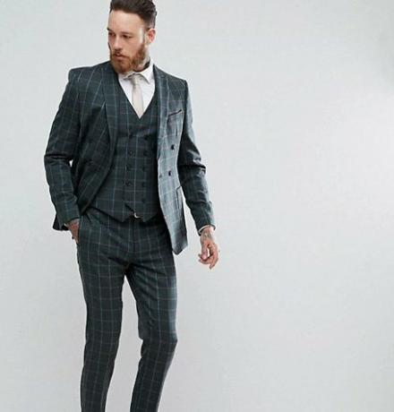 Asos Skinny Double Breasted Suit ในประเทศกากี Check
