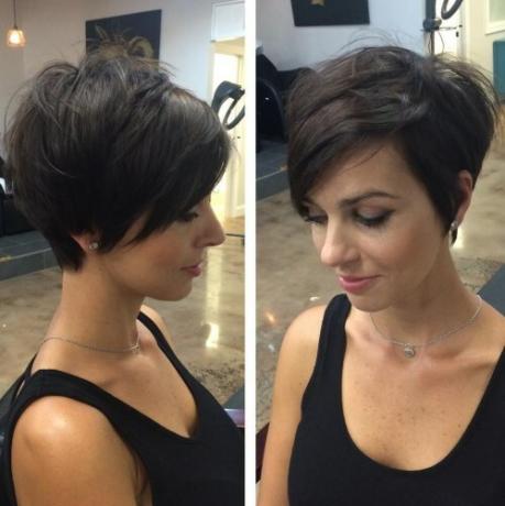 Feathered Pixie Haircut med lange pandehår