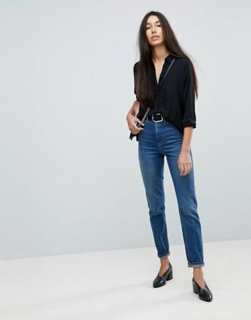 ASOS TALL FARLEIGH - Smalle mom jeans met hoge taille in neo-wassing