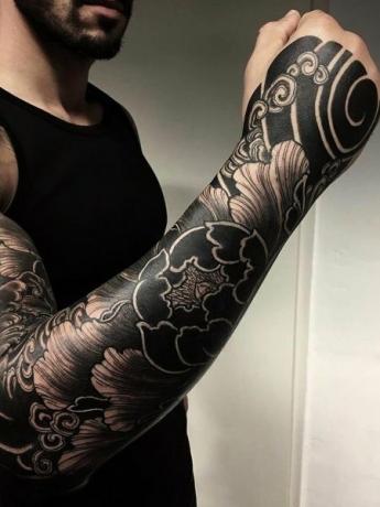 Čierne japonské tetovanie 