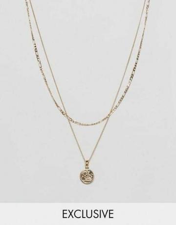 Retiazkový a schopný suverénny náhrdelník z mini medailónu v zlatej farbe, exkluzívne pre Asos