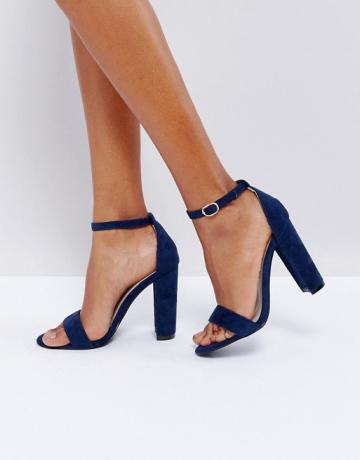 New Look Wide Fit Block Heeled Sandal Σε μπλε χρώμα