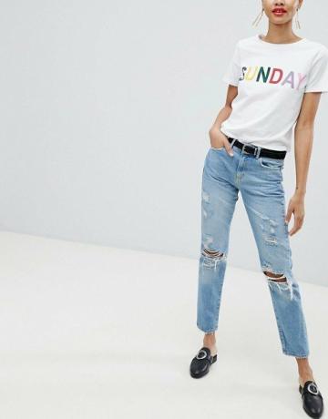 Pieces Distressed Mom Jeans