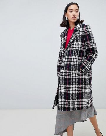 Manteau à carreaux en laine Selected Femme