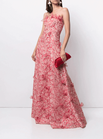 Marchesa Notte trägerloses besticktes Organza-Kleid