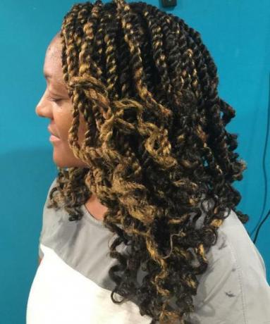 Curly Layered Twists with Highlights