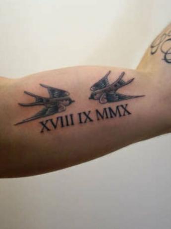 Римски бројеви и тетоважа птица