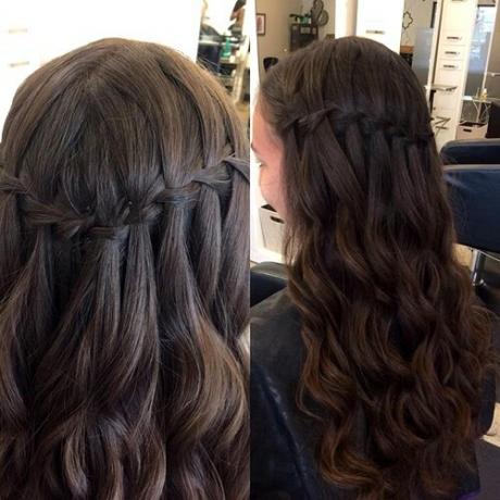 長い髪の女の子のためのハーフアップ編み込みヘアスタイル