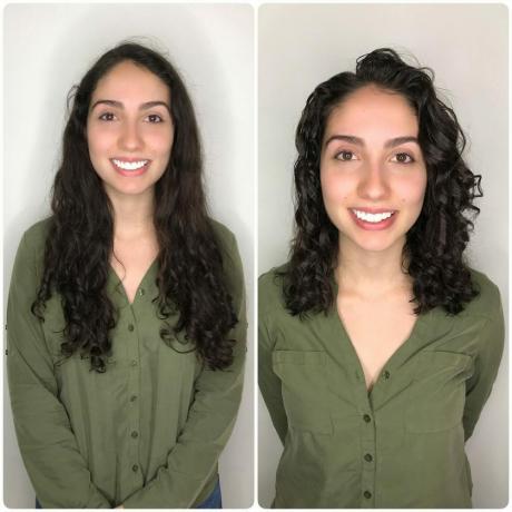 Fotografije srednje in kodrastih las pred in po