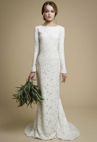 Utta: Brautkleid mit langen Ärmeln Elegantes, eng anliegendes Brautkleid Meerjungfrau-Hochzeitskleid Spitzen-Hochzeitskleid