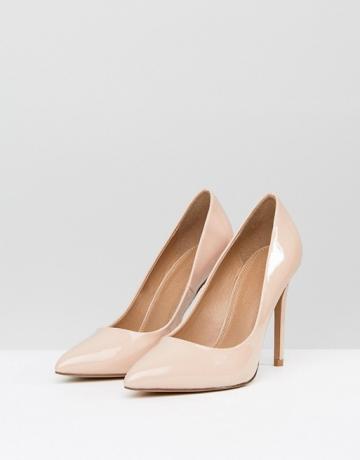 Asos Design Wide Fit Paris Pointed High Heedled Pumps In Almond