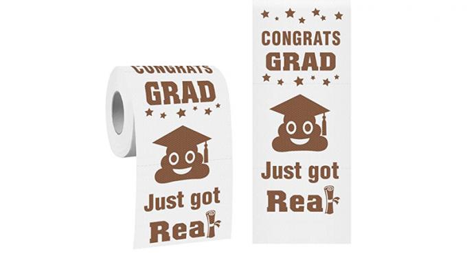 Rouleau de papier toilette sur le thème de la remise des diplômes