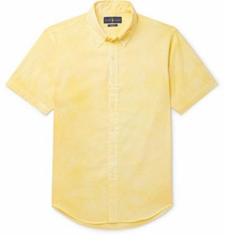 Slim Fit Hemd aus Baumwollpopeline mit Knopfleiste und Krawattenfärbung