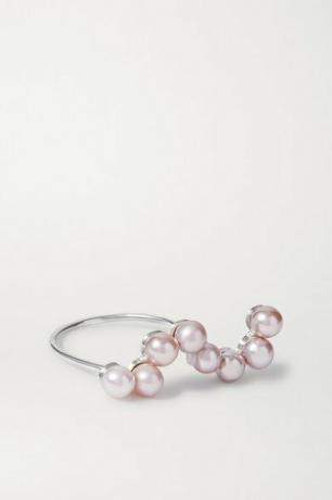 Curves 8 Silver Pearl Ring