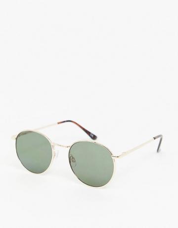 Asos Design – Runde Sonnenbrille aus Metall der 90er-Jahre in Gold mit G15-Glas