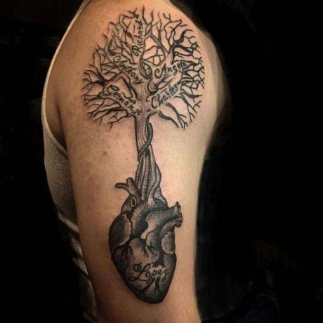 Tatuaż Drzewo Życia z pół rękawa