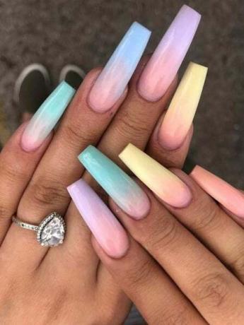 Ombre Pastel Coffin Nails