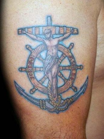 Tatuaje de ancla de Jesús