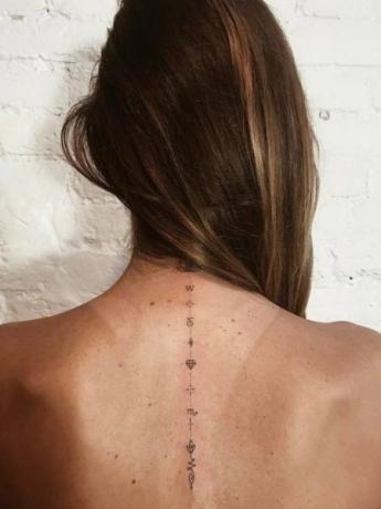 Fin tatovering av ryggraden