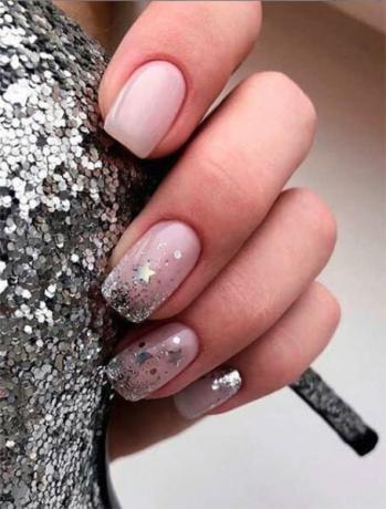Silver glitter naglar