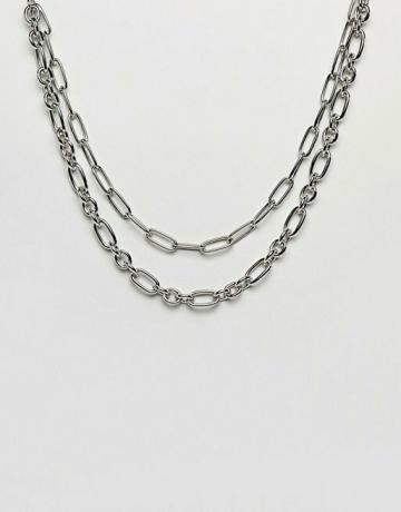 Collar plateado de varias filas con cadenas metálicas de Asos Design