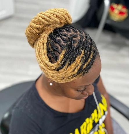 Updo for Small Blonde Dreads