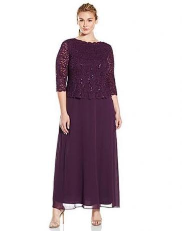 Alex Evenings Γυναικείο Plus Size Mock Dress με Sequin Lace Bodice
