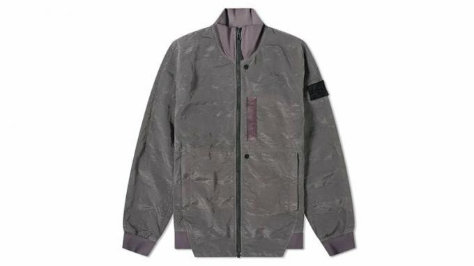 Stone Island Shadow Project Bomber in metallo a righe in nylon