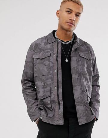 Asos Design Utility jakna s camo printom u sivoj boji