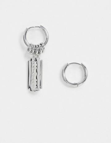 Дизайн -сережки -обручі зі срібла з квадратною підвіскою