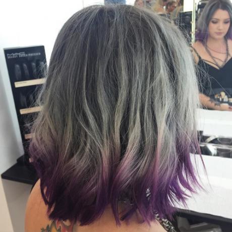 Gray Balayage A Purple Dip Dye