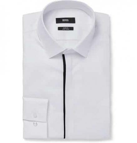 Bijela pamučna košulja s izrezom s ovratnikom Jamis Slim-Fit