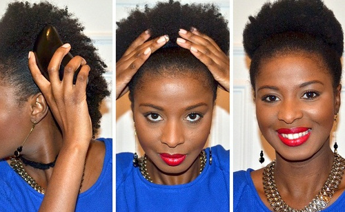 siyah kadınlar için afro kabarık kabarık saç modeli
